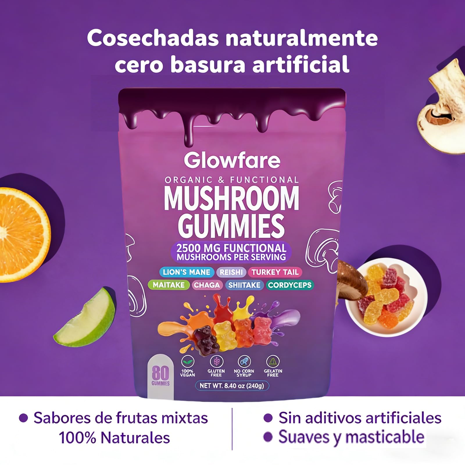 Glowfare bonbons gélifiés bouteille visible, format pratique pour la routine.
