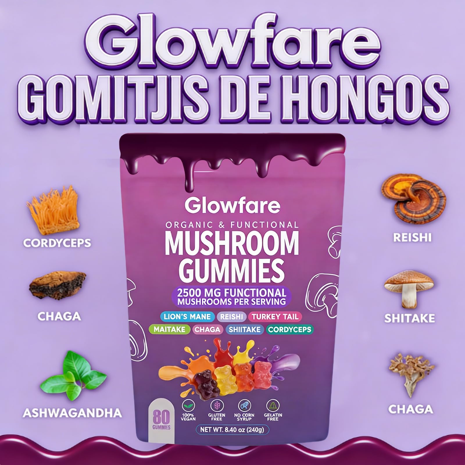 Glowfare bonbons gélifiés rituel bien‑etre, moment agréable de soin personnel.