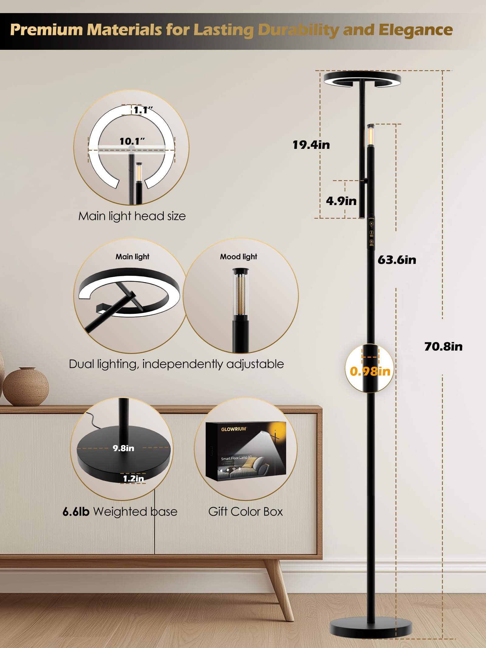 Lampe Glowrium design moderne et LED durables pour longue utilisation.