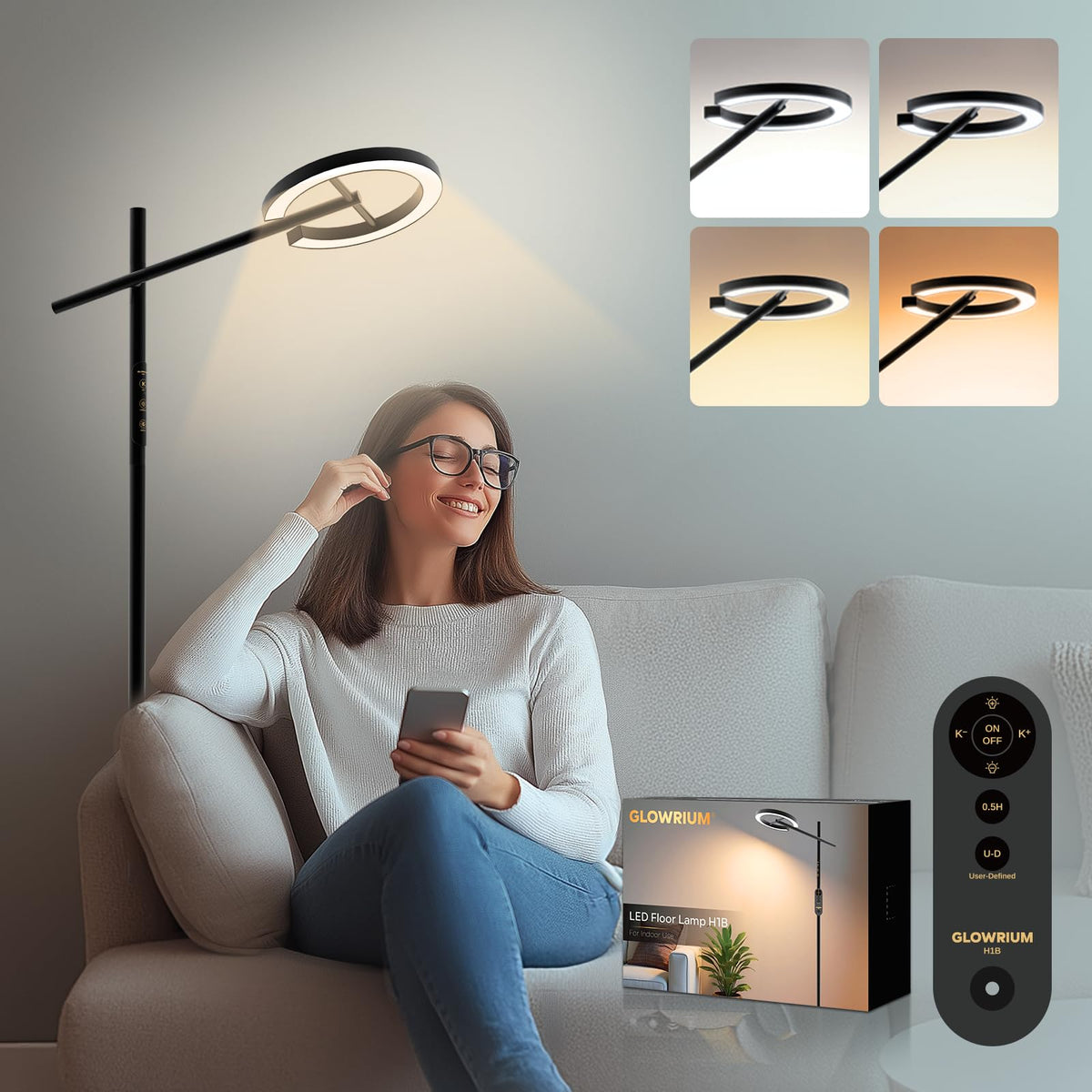 Lampe Glowrium thérapeutique à 12000 lux pour un éclairage naturel et stimulant.