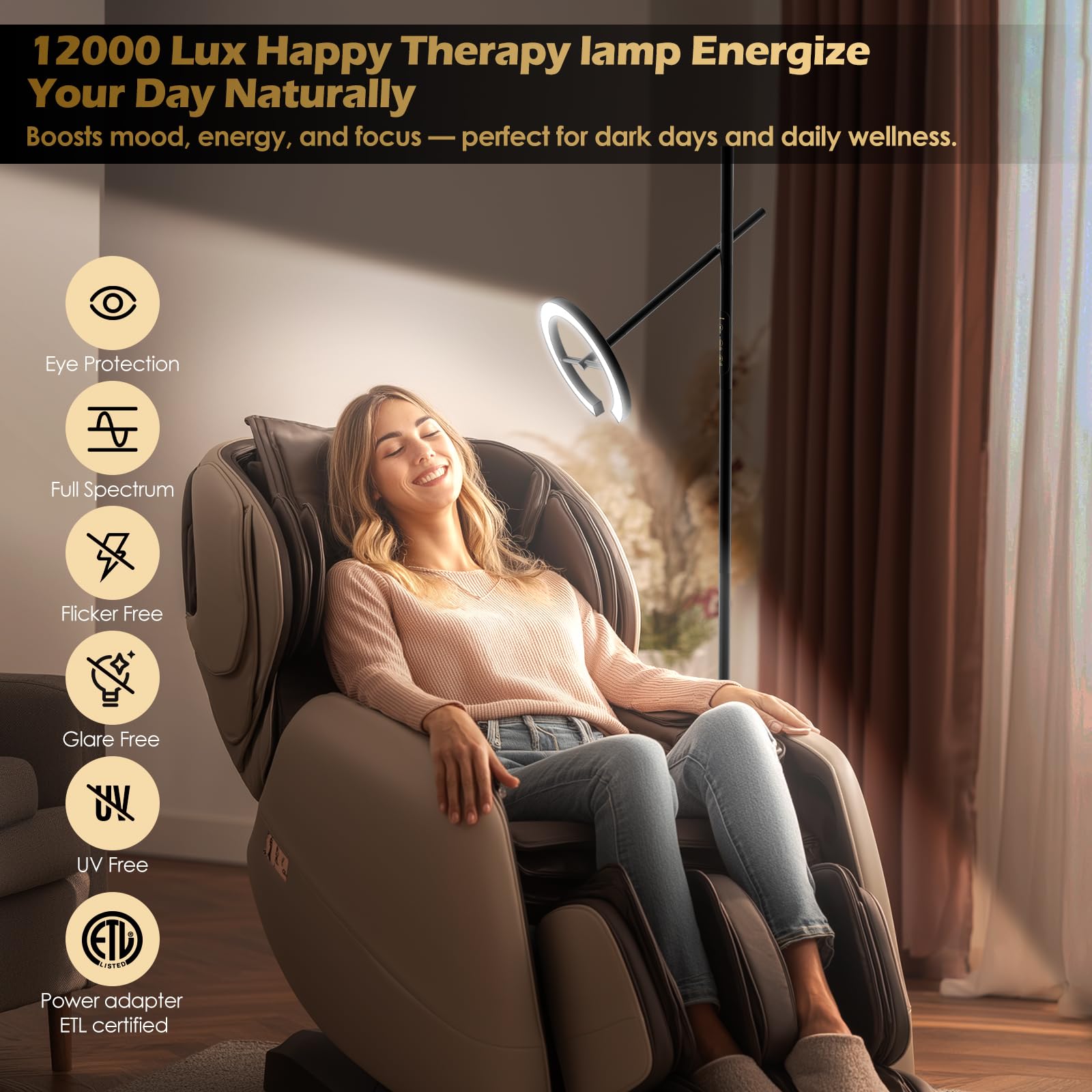 Tête rotative Glowrium lampe thérapie à 340° pour un réglage précis