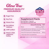 GlowTrue biotine et collagène: gélules près de la lumière, soin beauté durable.