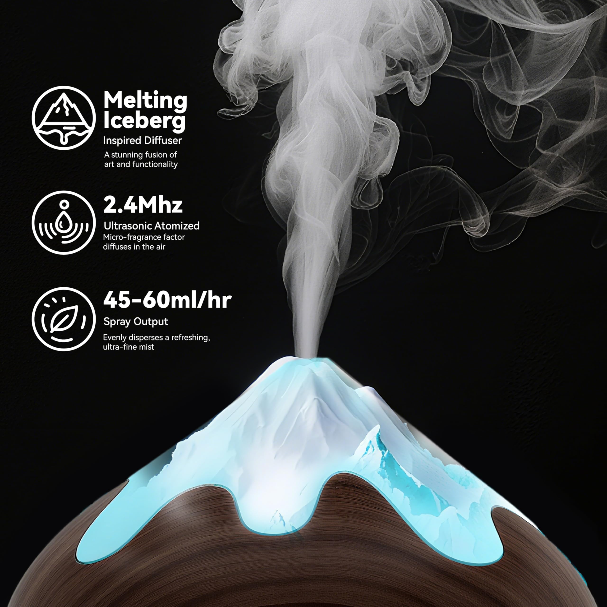 Design iceberg et fonctionnement silencieux du diffuseur GLOXA pour chambre.