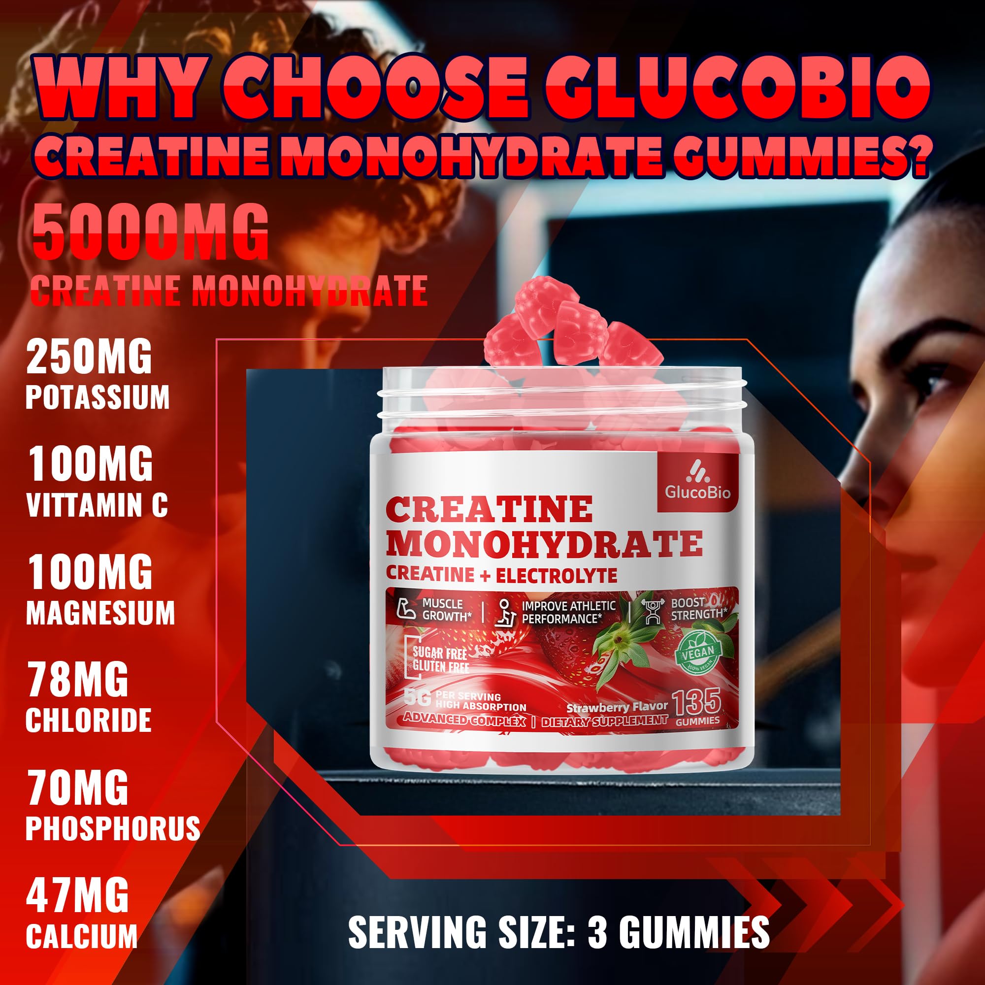 GlucoBio gommes fraise – texture rubis et goût agréable pour l’entraînement.