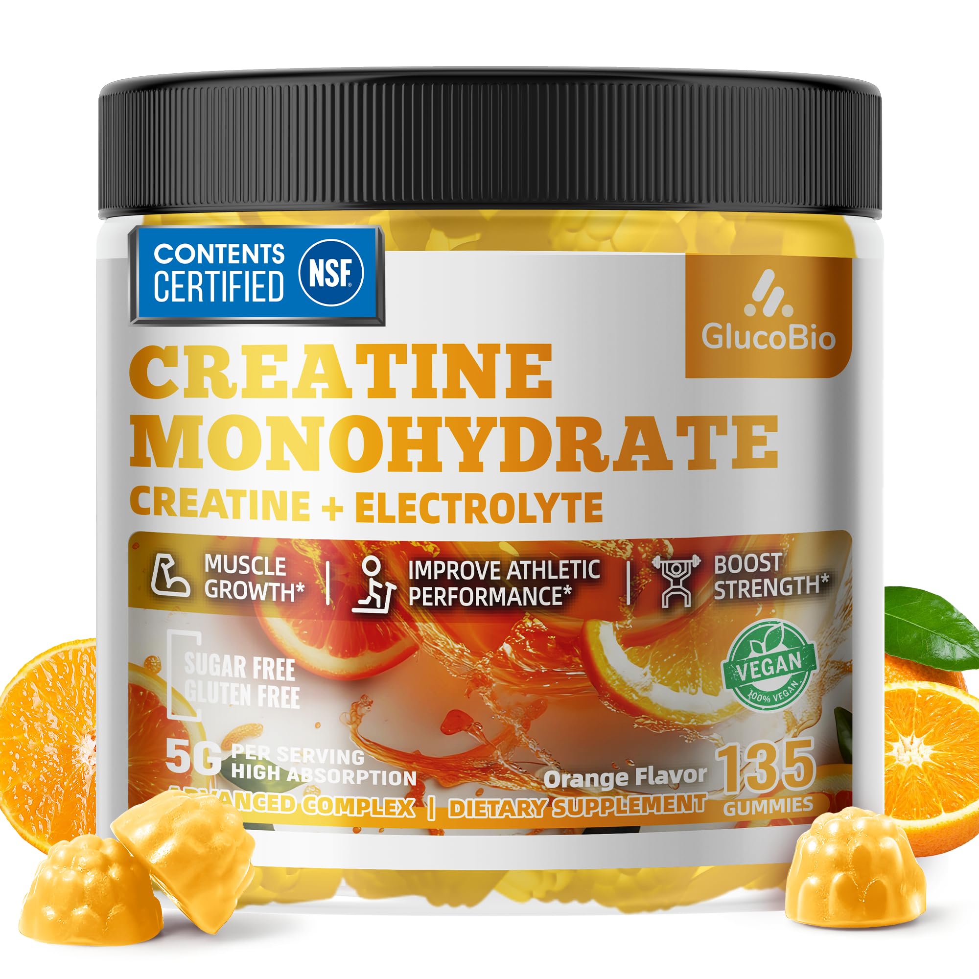 GlucoBio Gummies Créatine Monohydrate: boîte pratique pour l'entraînement quotidien.
