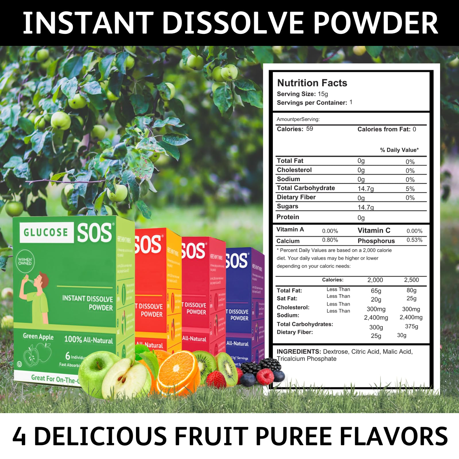 Glucose SOS – dissolution instantanée en bouche sans eau nécessaire.