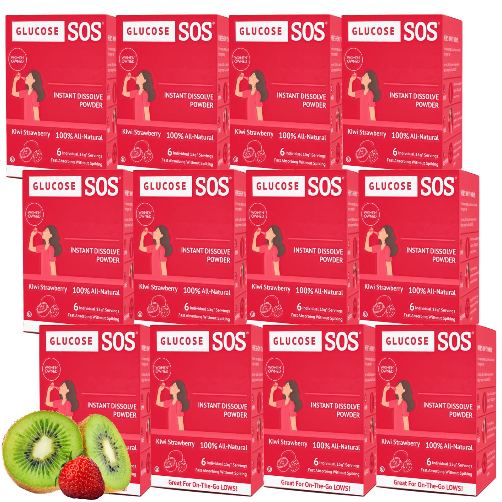 Glucose SOS sachet kiwi-fraise, absorption rapide en bouche.