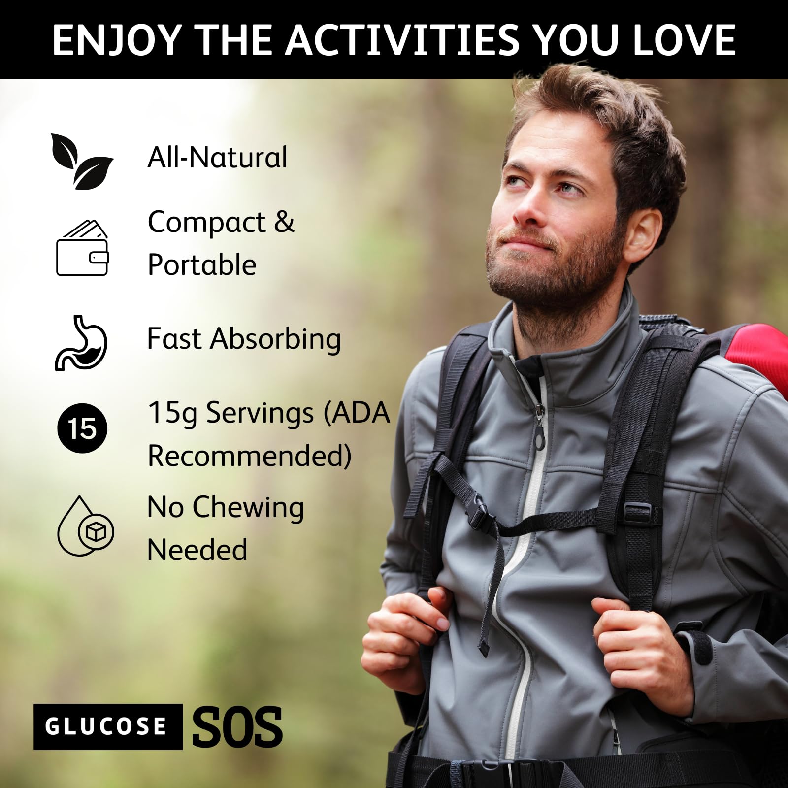 Glucose SOS – quatre saveurs naturelles pour une expérience fruitée.