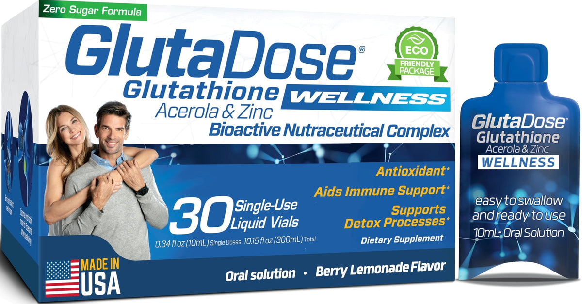 GlutaDose bouteille glutathathion citron-framboise pour énergie et immunité