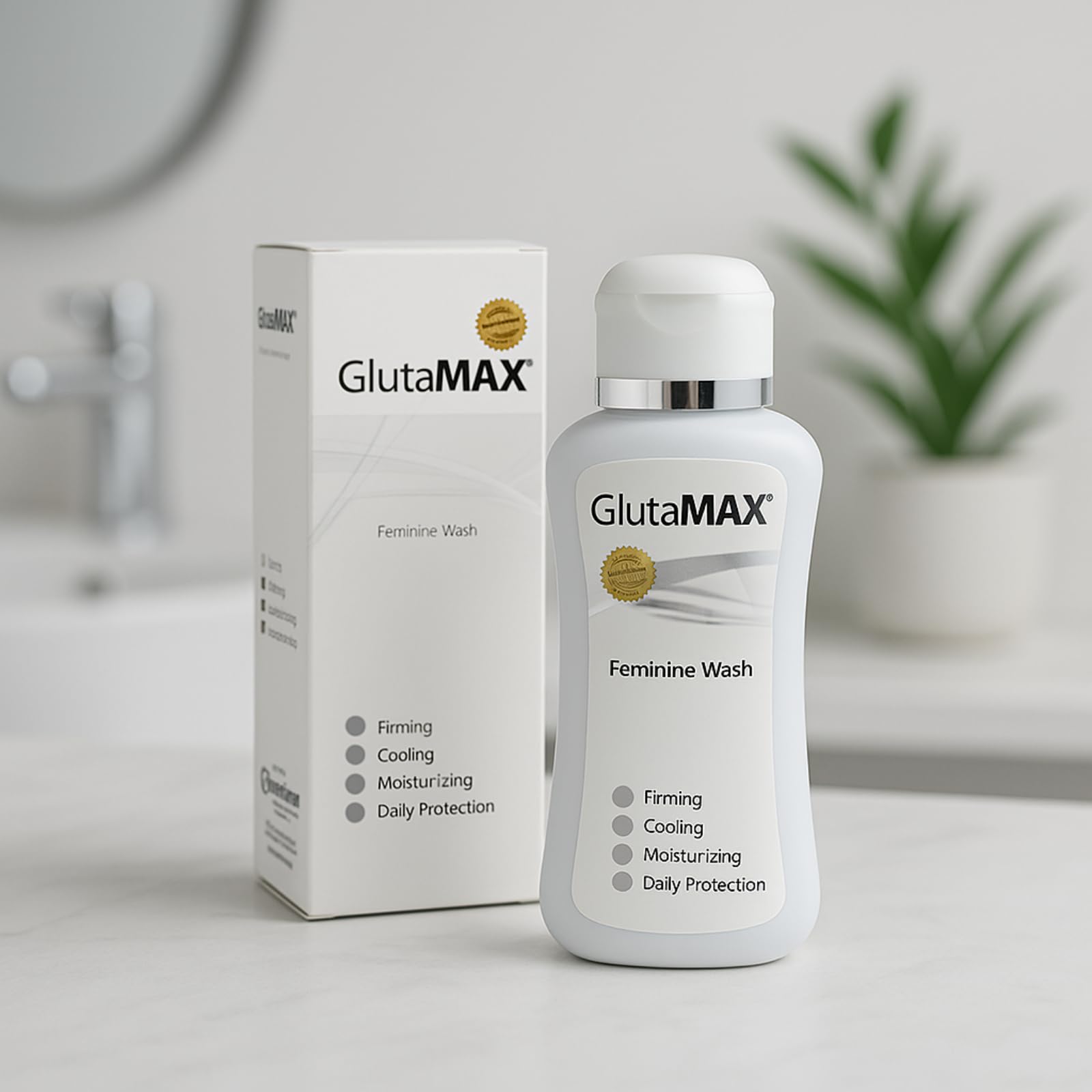 GlutaMAX texture lavage intime crèmeux pour une douceur après chaque lavage.