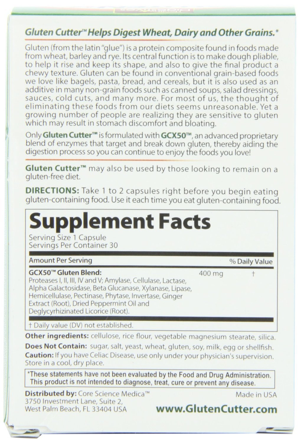 Gélules Gluten Cutter: complément digestif pratique avant repas riches en gluten.