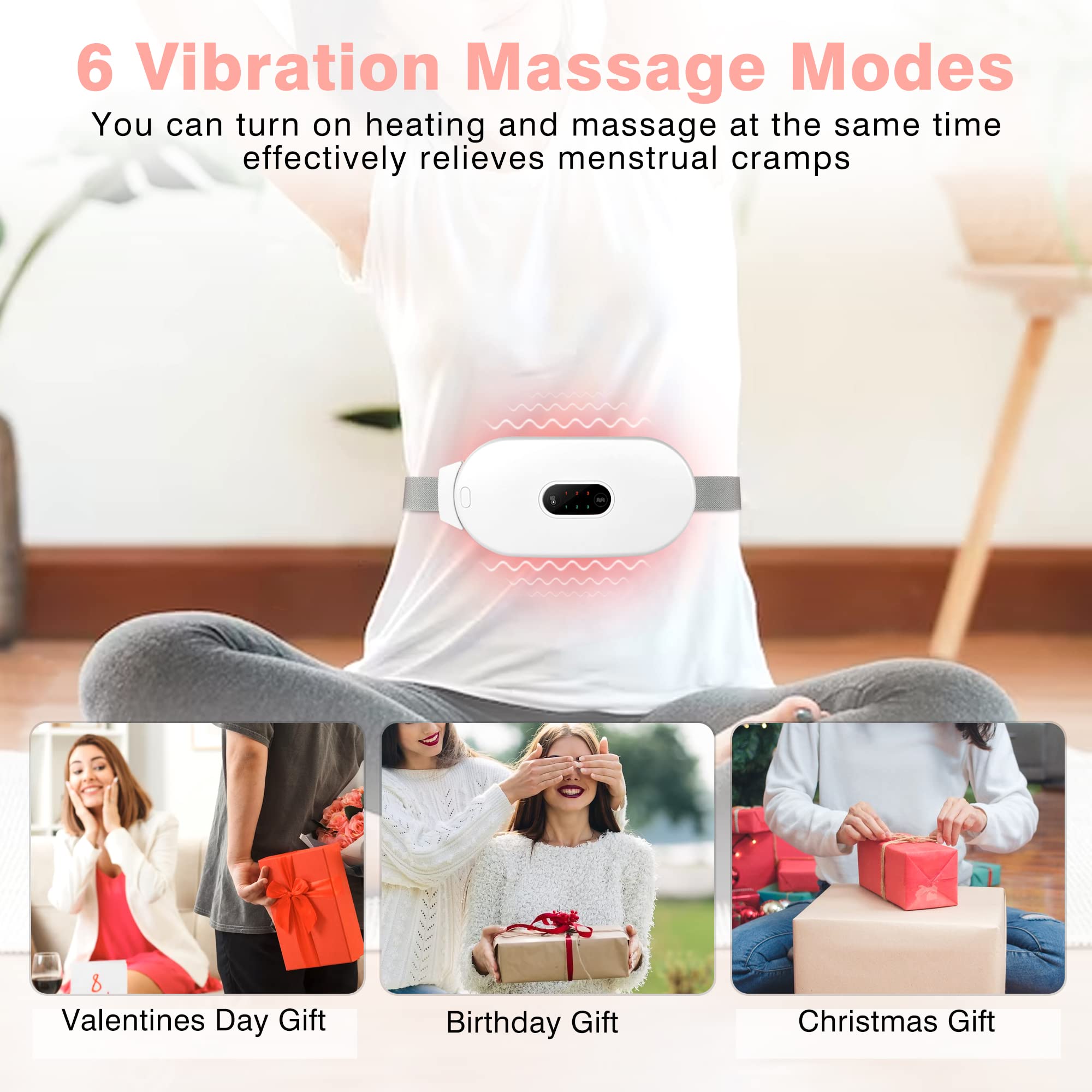 Glyduny affichage 6 niveaux chaleur et 6 modes massage pour personnalisation.