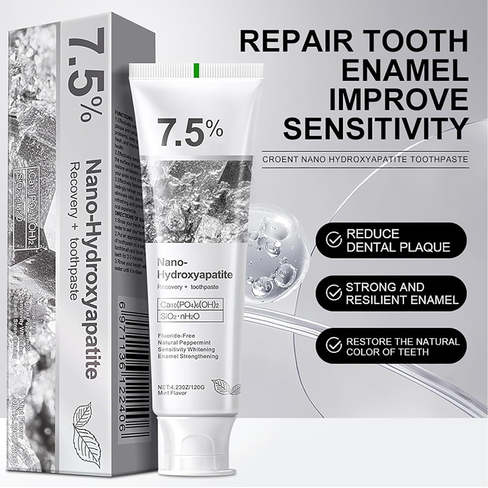 GMaxit dentifrice hydroxyapatite 7,5% – emballage sûr pour protéger l'émail au quotidien