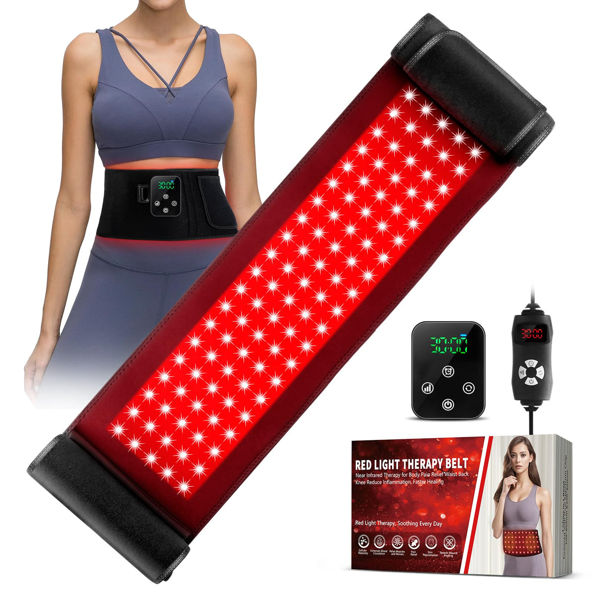 GMOWNW ceinture thérapie lumineuse rouge dos pour le confort à domicile