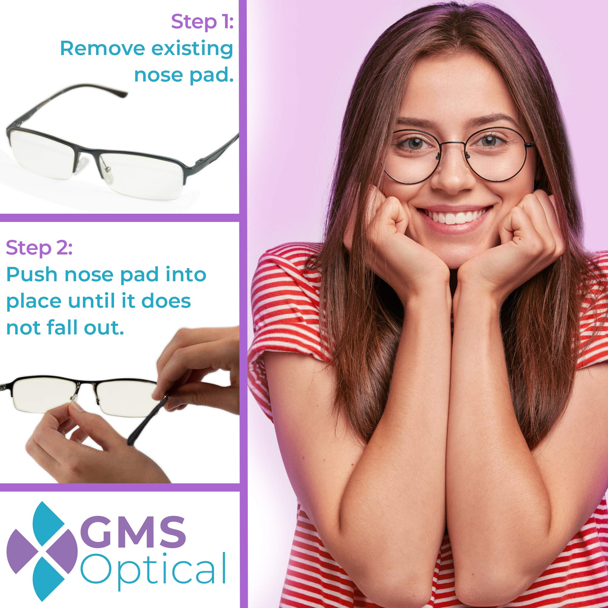 Coussinet nasal de rechange GMS Optical pour lunettes perdues ou cassées.