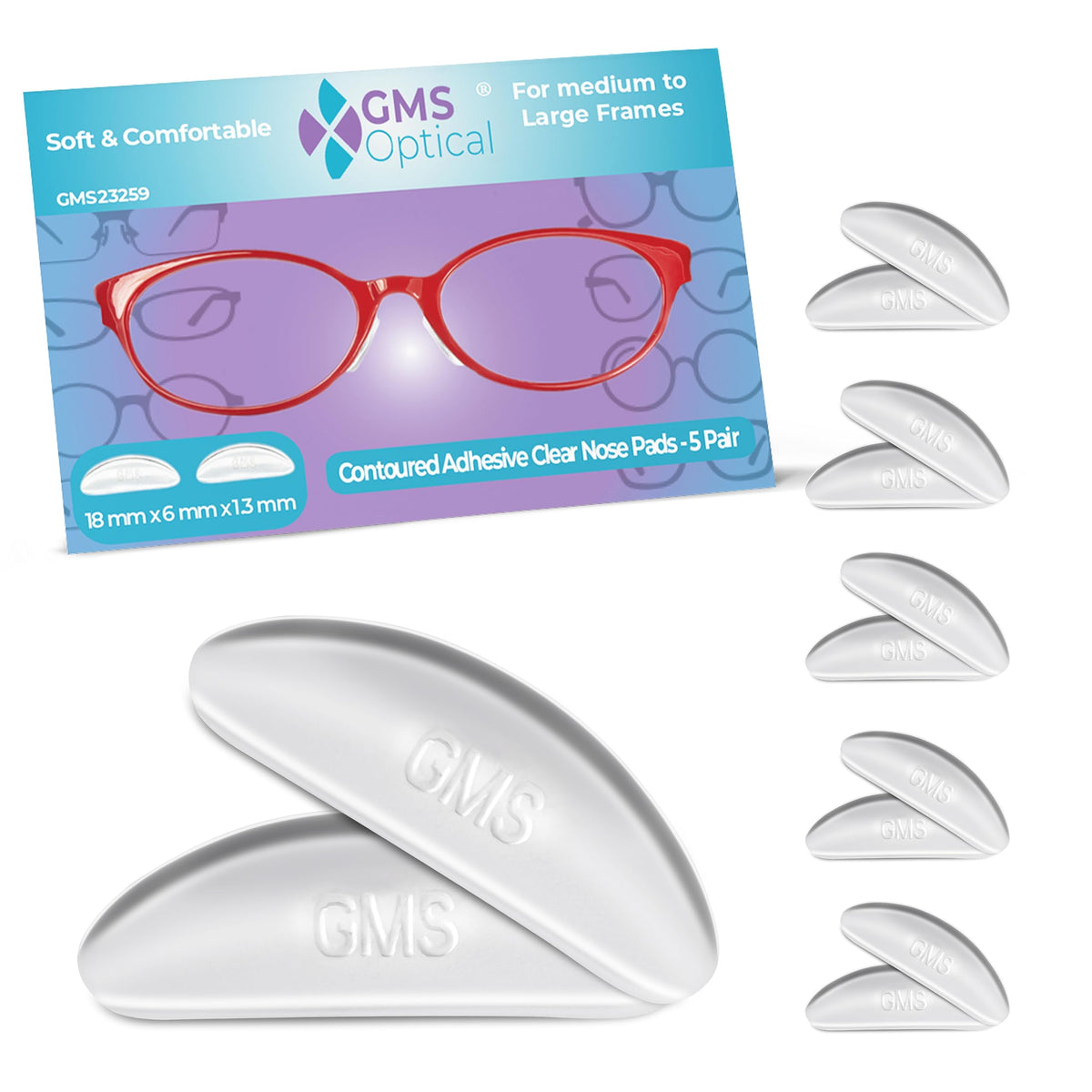 Coussinets nasaux ultra-minces GMS Optical installés sur lunettes pour maintien sans glissement