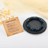 Bracelet Gnamy triple protection avec hématite, équilibre émotionnel potentiel.
