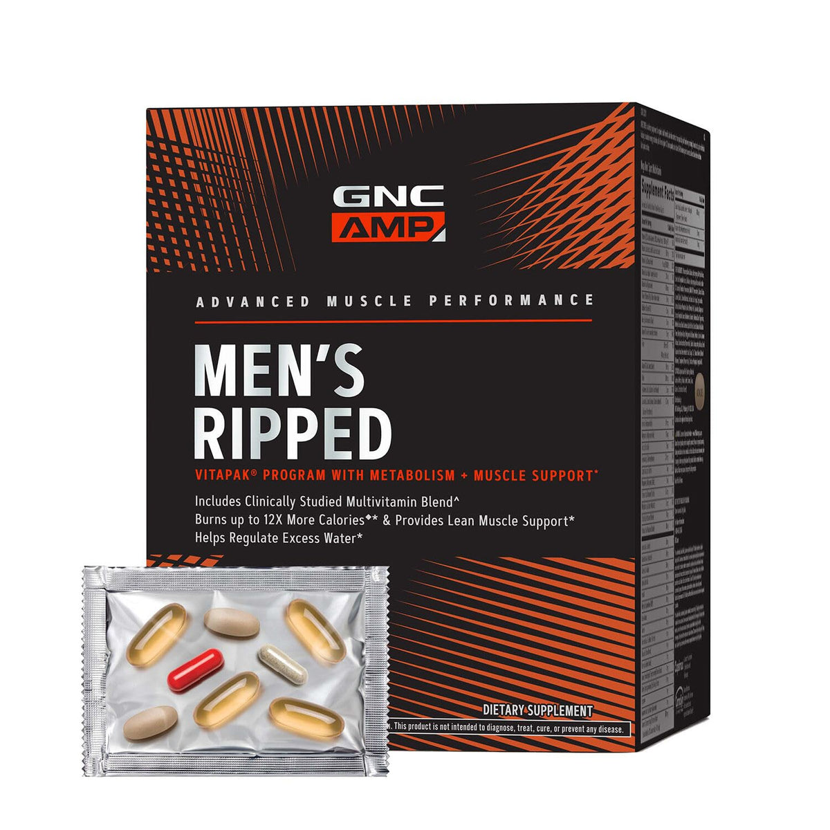 GNC Vitapak pour homme déchiré, bouteille prête pour l'entraînement et énergie.