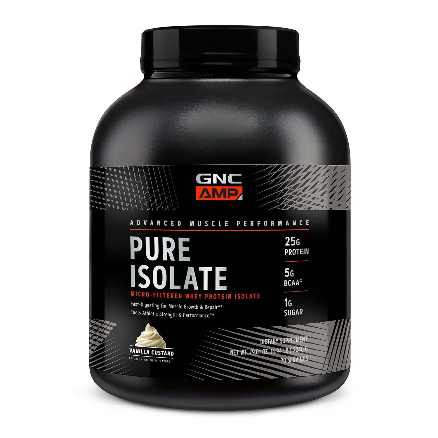 GNC AMP Isolat Pur Vanille Crème – bouteille prête à l'entraînement.