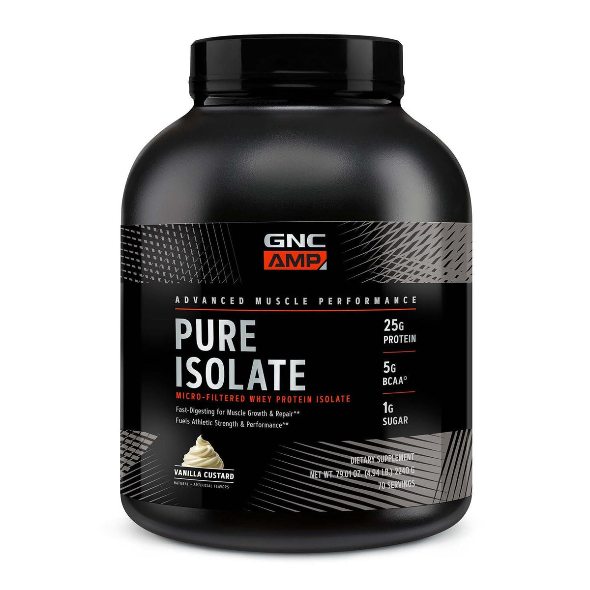 GNC AMP Isolat Pur Vanille Crème – bouteille prête à l'entraînement.