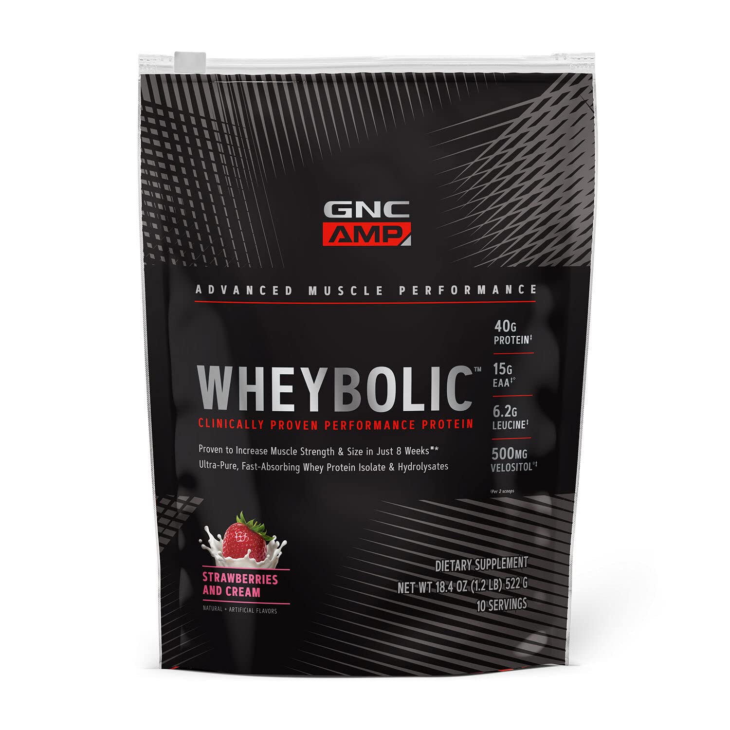 Bouteille GNC AMP Wheybolic prête pour la récupération après l’effort.