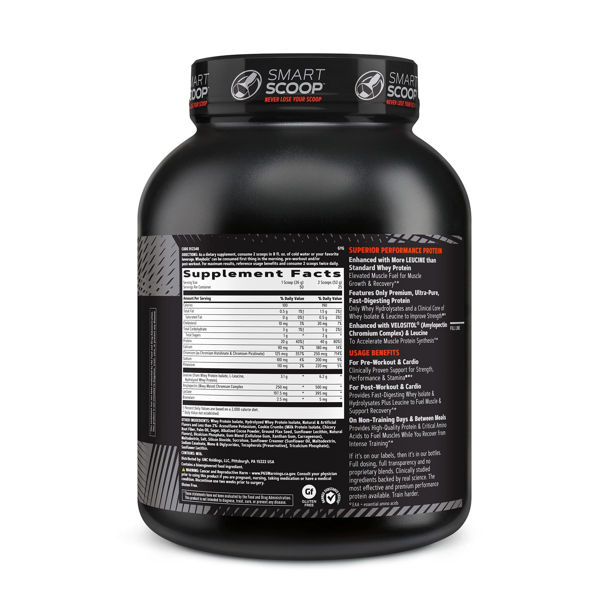 GNC AMP Wheybolic - cuillère-mesure, dosage précis.