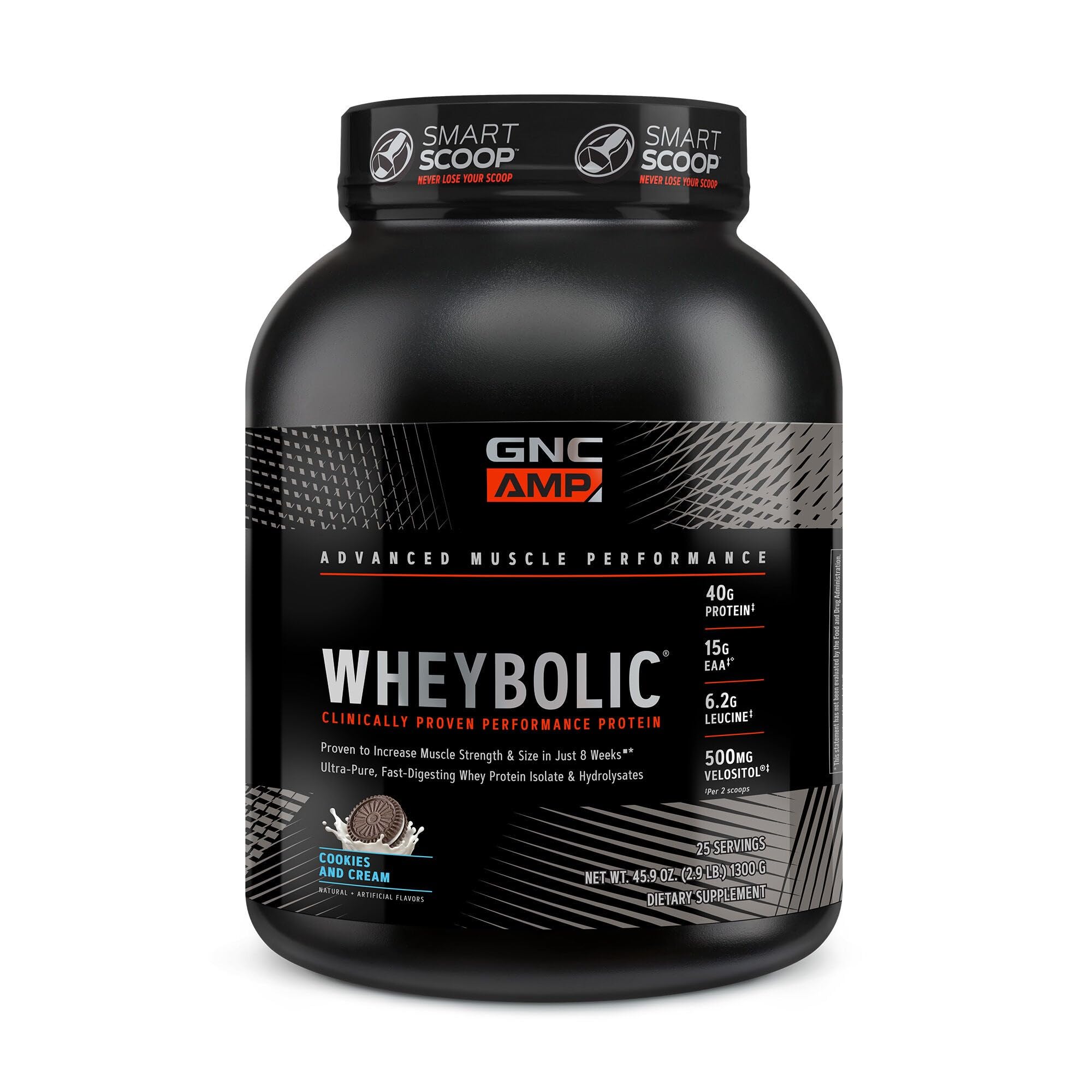 GNC AMP Wheybolic - poudre-proteine, soutient la croissance musculaire.