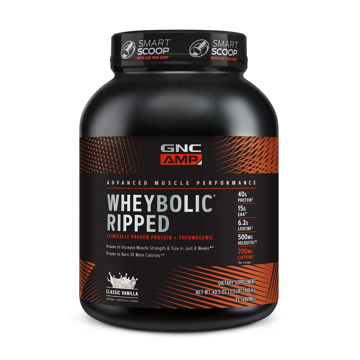 GNC AMP Wheybolic Ripped bouteille vanille classique, repère rapide pour l entraînement