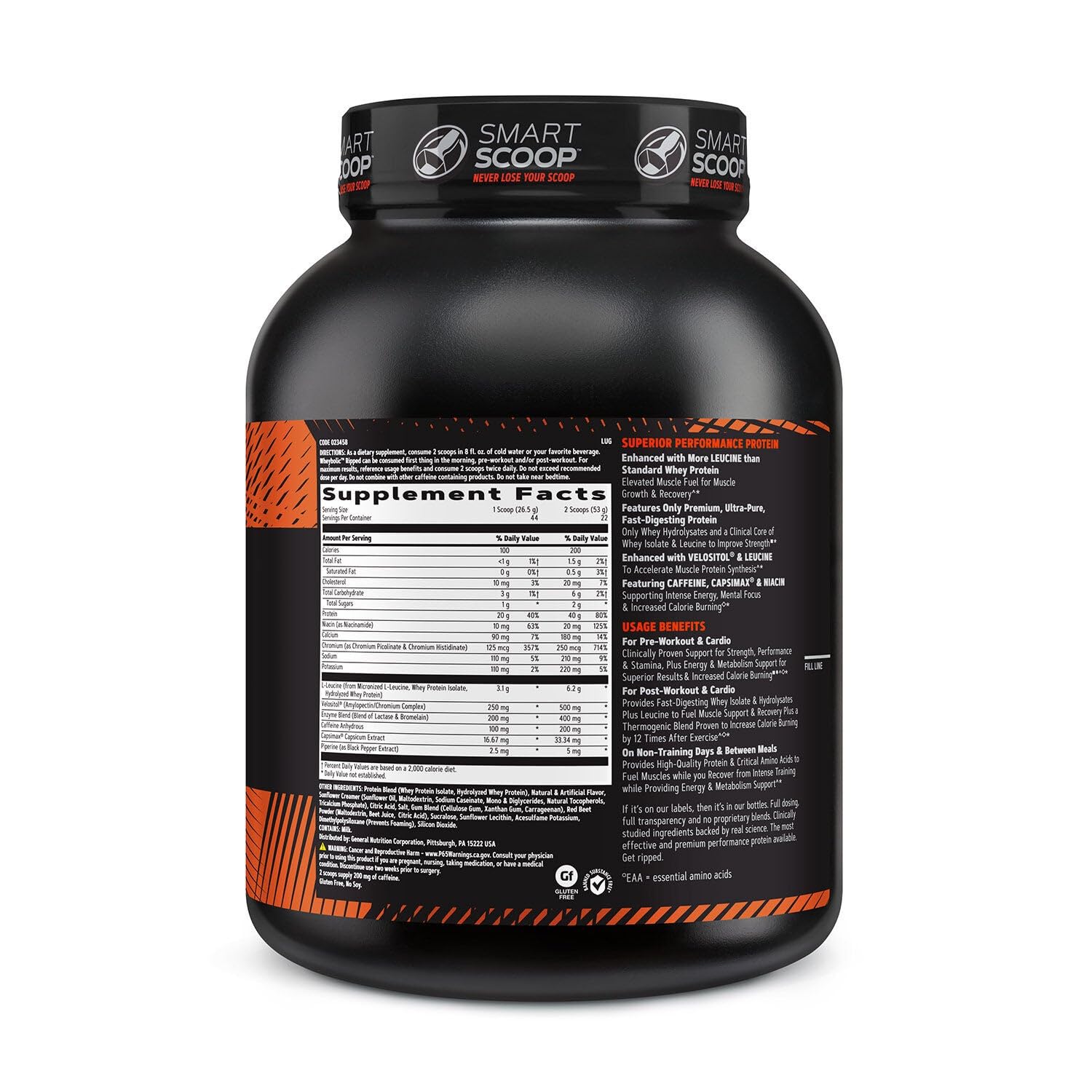 Protéine whey enrichie en leucine et BCAA, post-entraînement potentiel.