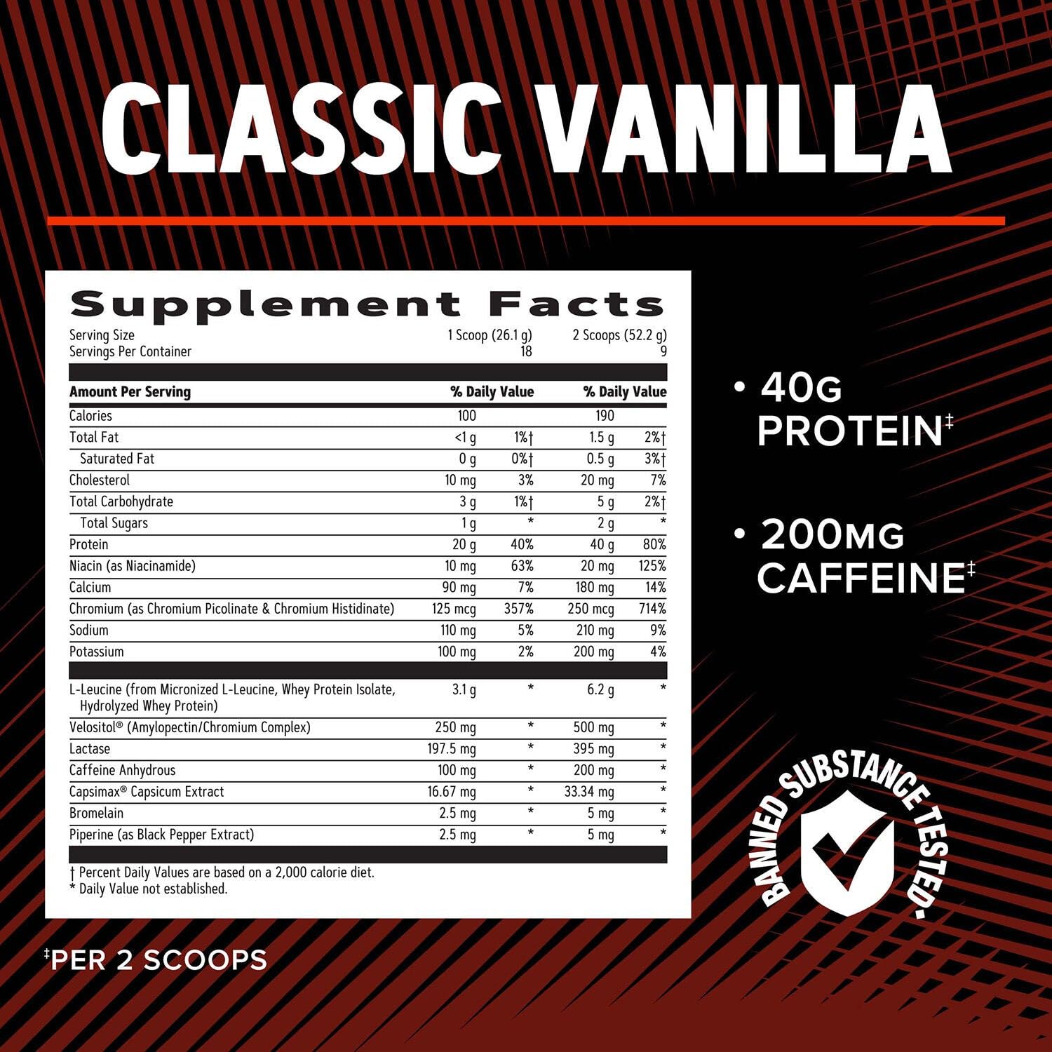 GNC AMP Wheybolic Ripped Vanille Classique paquet compact de 9 portions.