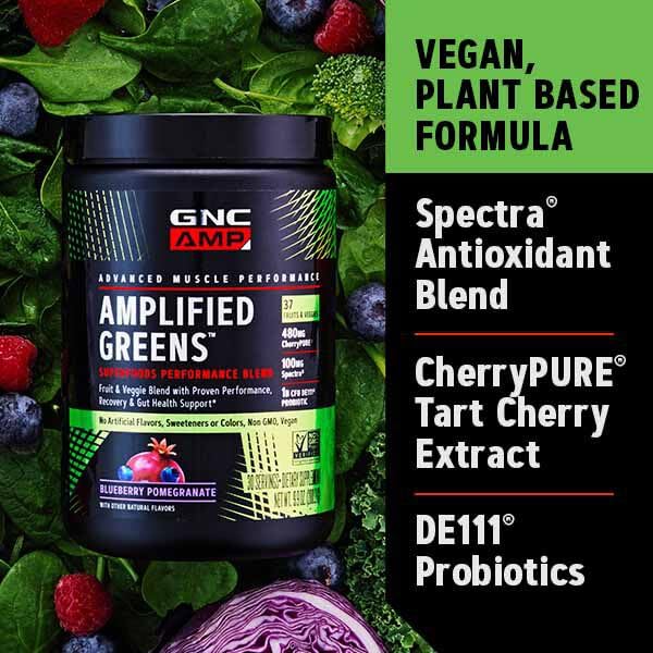 GNC Amplified Greens ICY Lemonade antioxydants Spectra pour l’effort physique