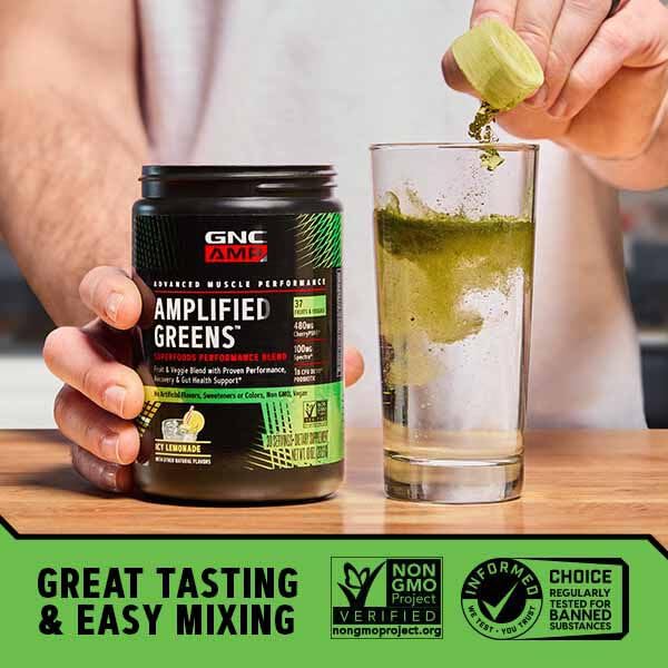 GNC Amplified Greens ICY Lemonade sans arômes artificiels et sans OGM