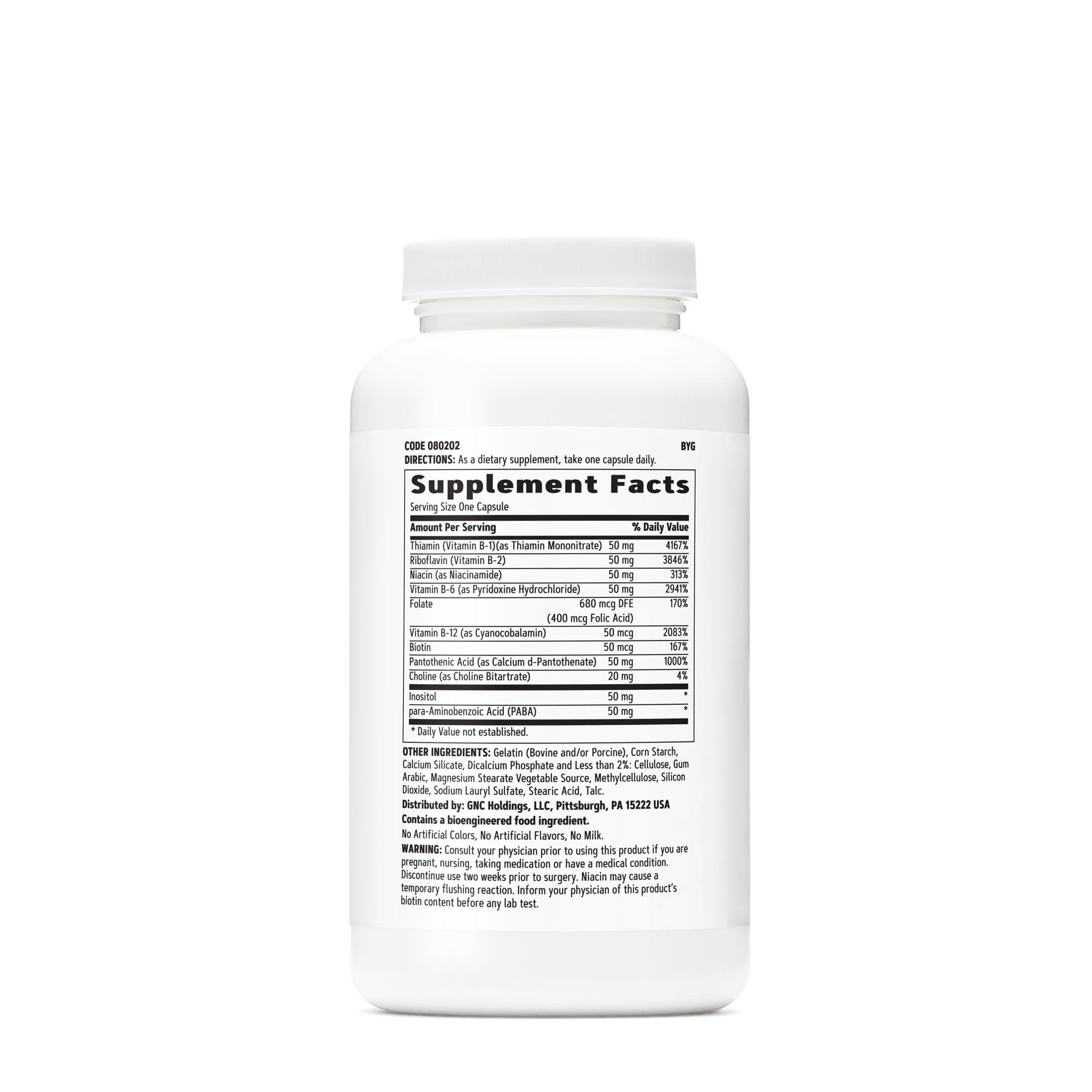 GNC B-Complex capsules—utilisation quotidienne pour le bien-être général