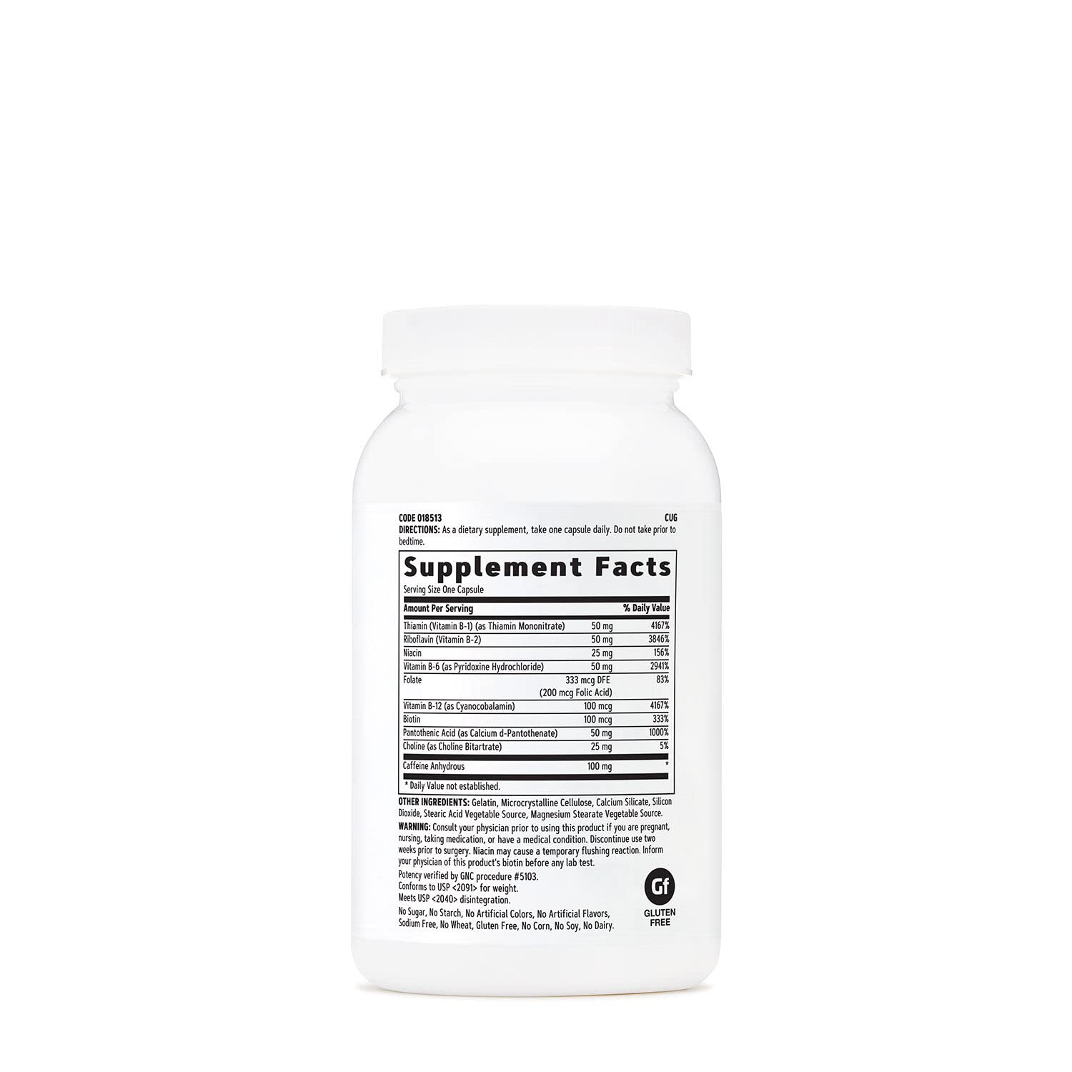 GNC B-Complex Plus Energy boîte emballage, présentation claire et informations produit.