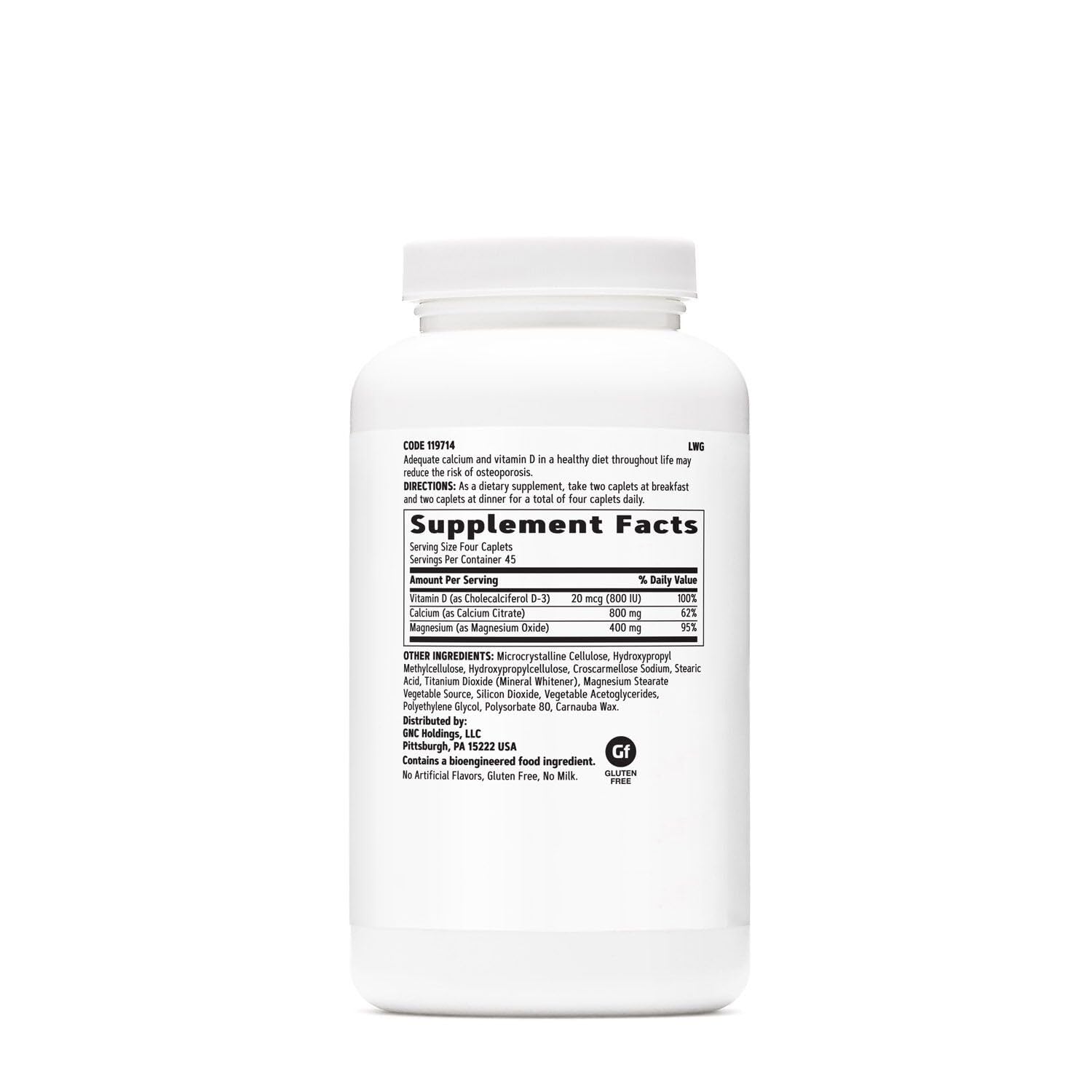 GNC Calcium Citrate Plus 800 mg, emballage clair et pratique pour le quotidien