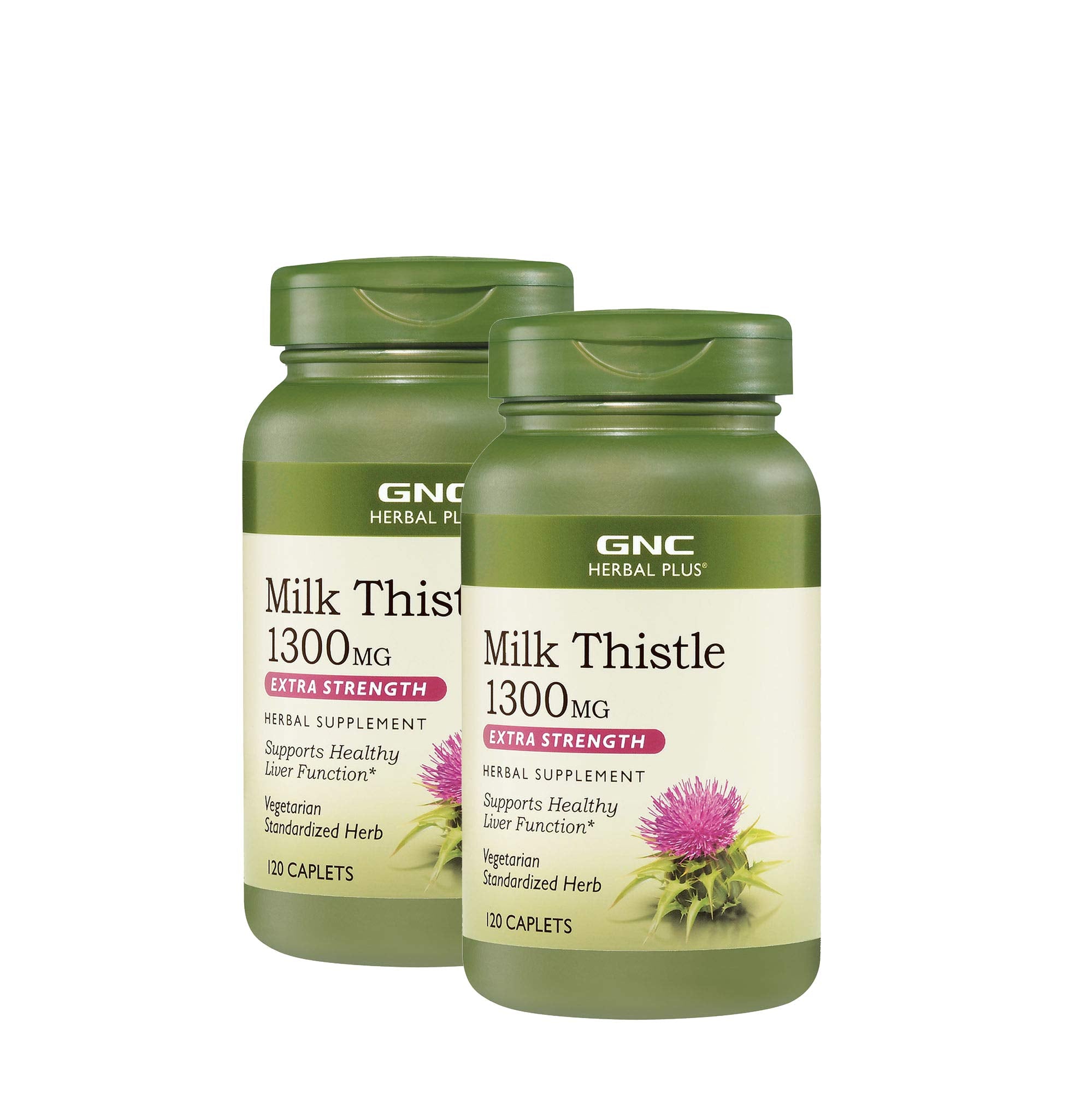 GNC Chardon-Marie 1300mg : bouteille face, soutien potentiel à la fonction hépatique