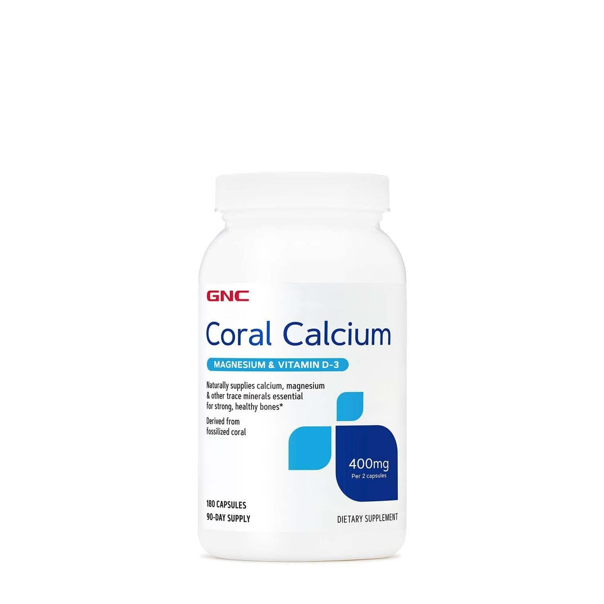 GNC Coral Calcium 400 mg – bouteille et caplets, soutien potentiel des minéraux quotidiens.