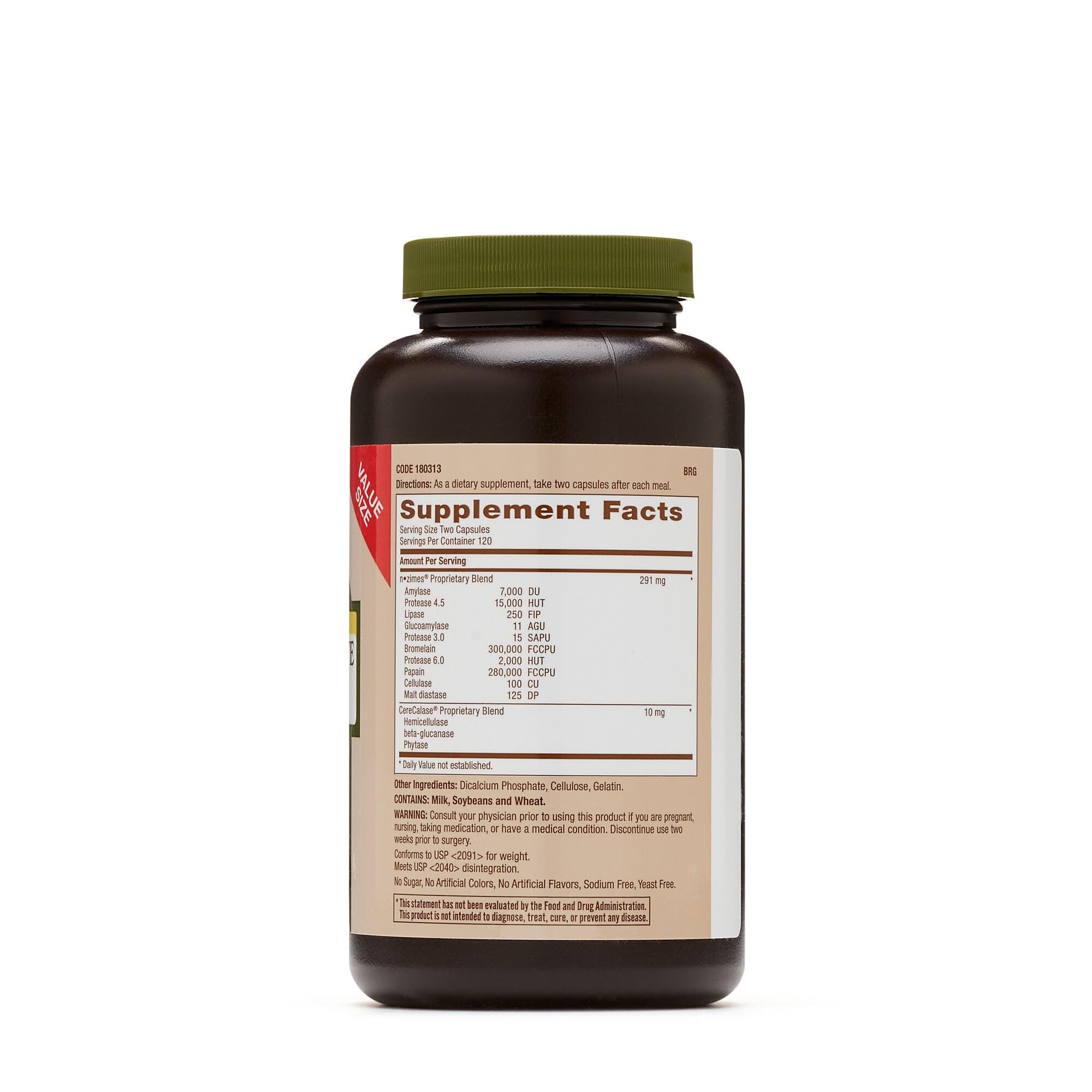 GNC enzymes digestives naturelles – capsules visibles et intégration lors des repas.
