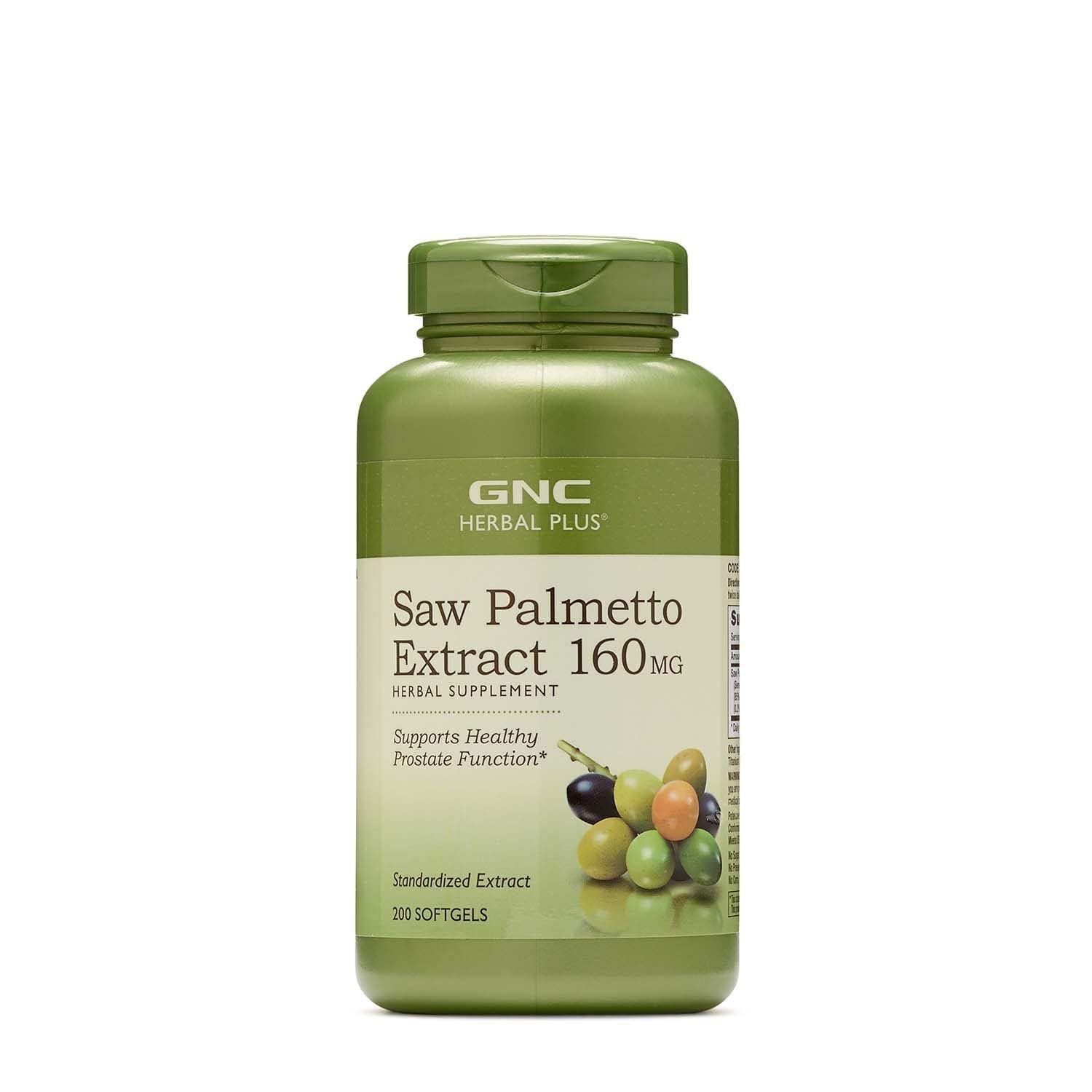 GNC Extrait de palmier nain en flacon pour la santé masculine.