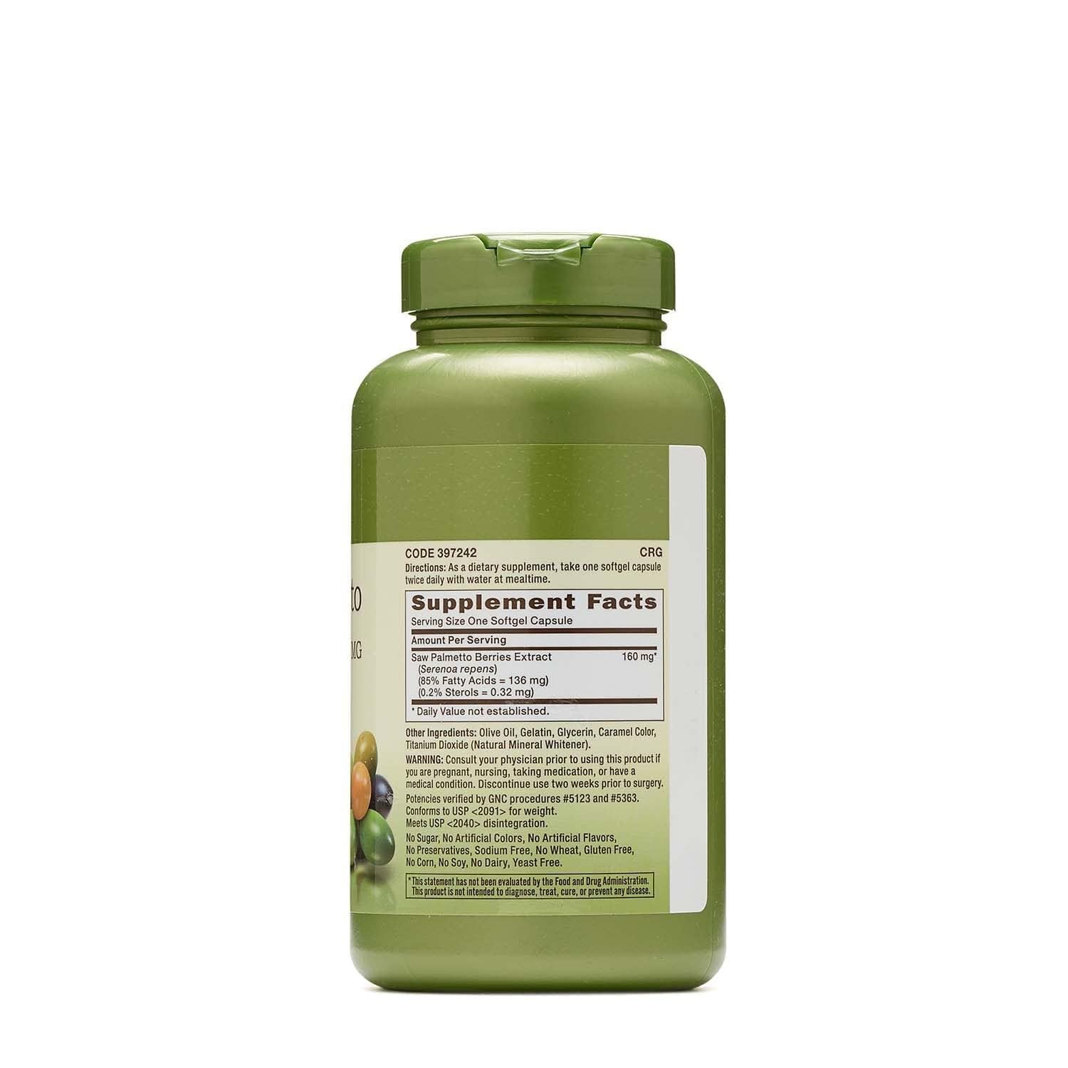 GNC Extrait de palmier nain en gélules, utilisation quotidienne pratique.