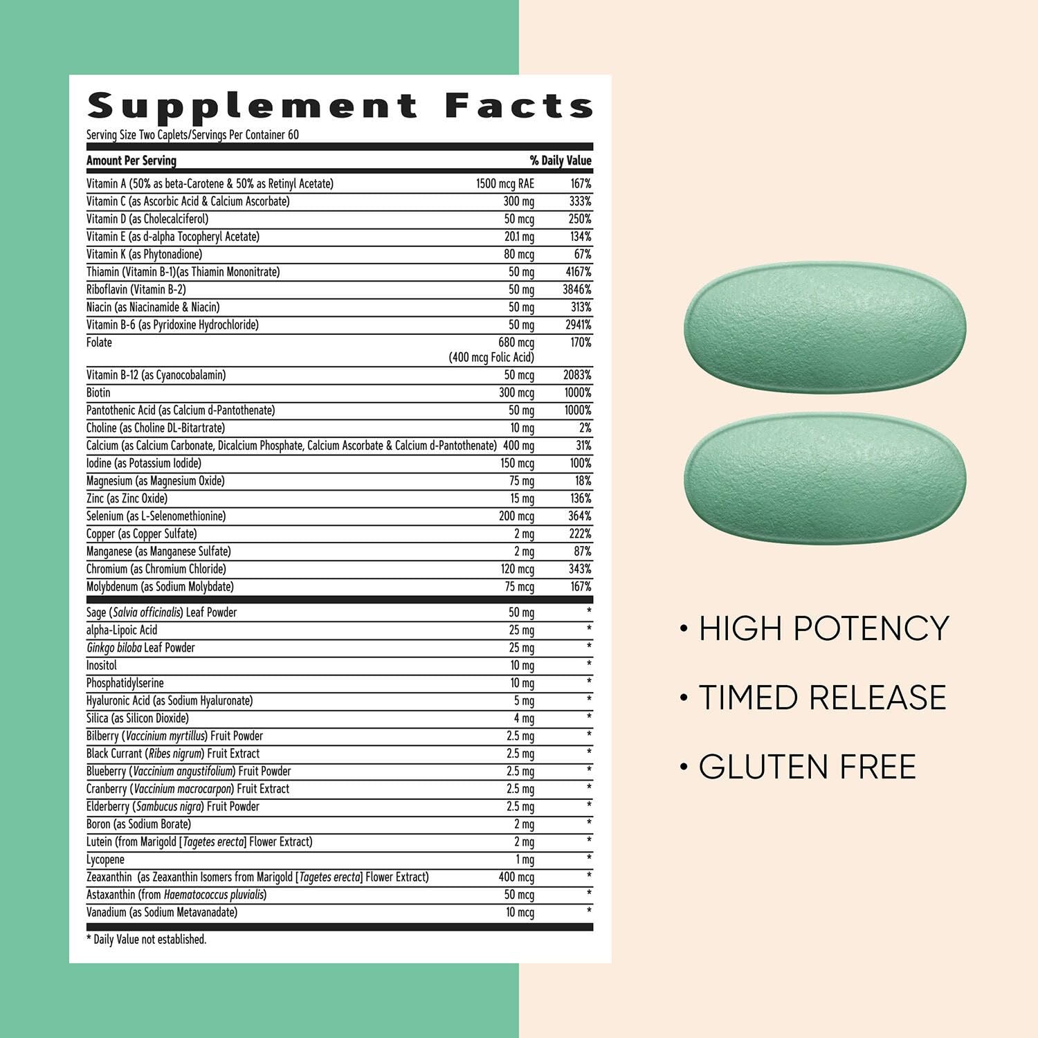 GNC Femme 50+ Multivitamines caplets: soutien à la vision et clarté visuelle