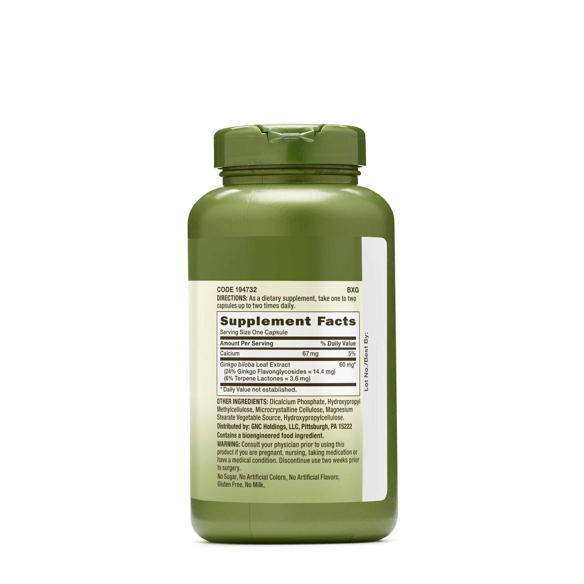 GNC Ginkgo Biloba 60 mg, gélules végétariennes favorisant la concentration au travail.