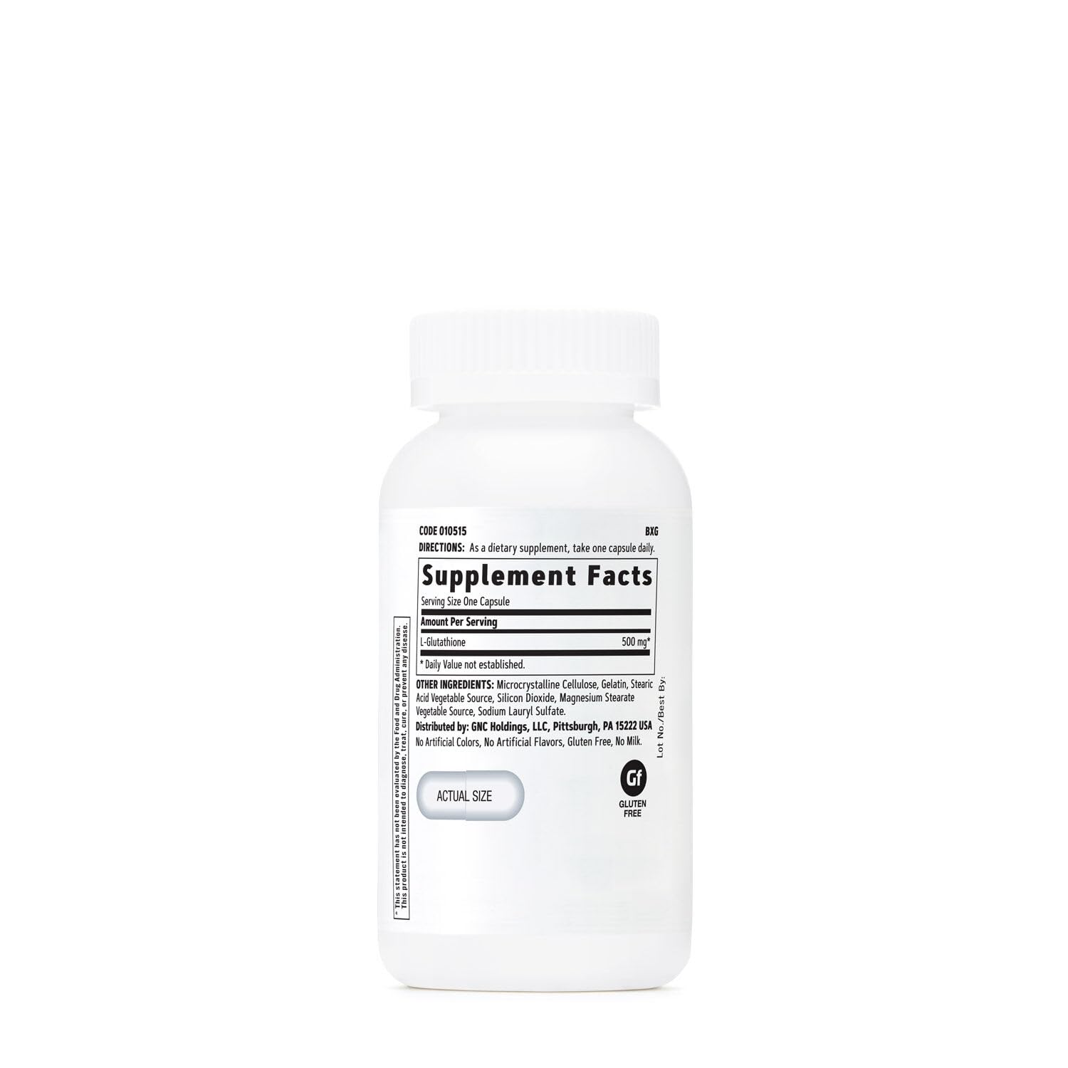 GNC Glutathione: étiquette claire sans additifs utile au quotidien