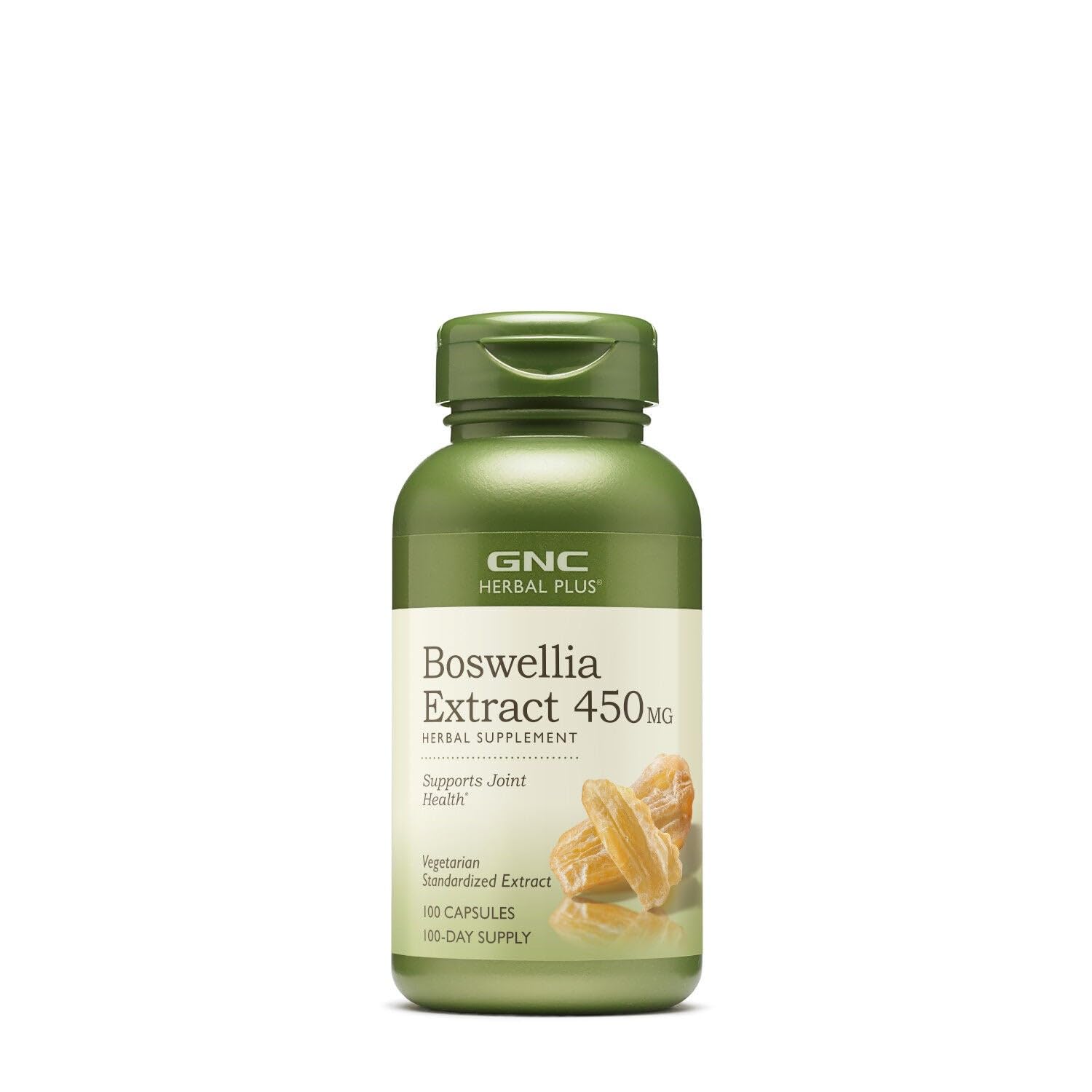 GNC Boswellia Extrait 450 mg, bouteille montrant le soutien potentiel des articulations.