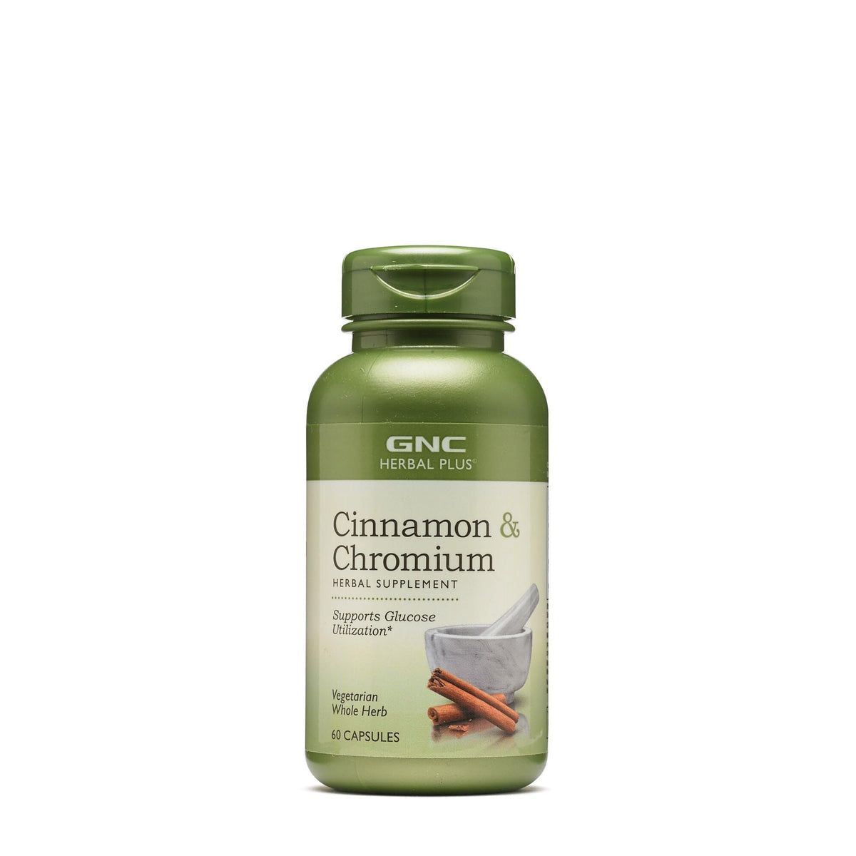 GNC Herbal Plus – bouteille avec cannelle pour un soutien quotidien.