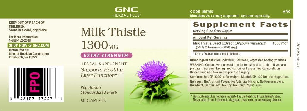 GNC Herbal Plus Chardon-Marie 1300 mg – caplets individuels pour quatre mois d'utilisation