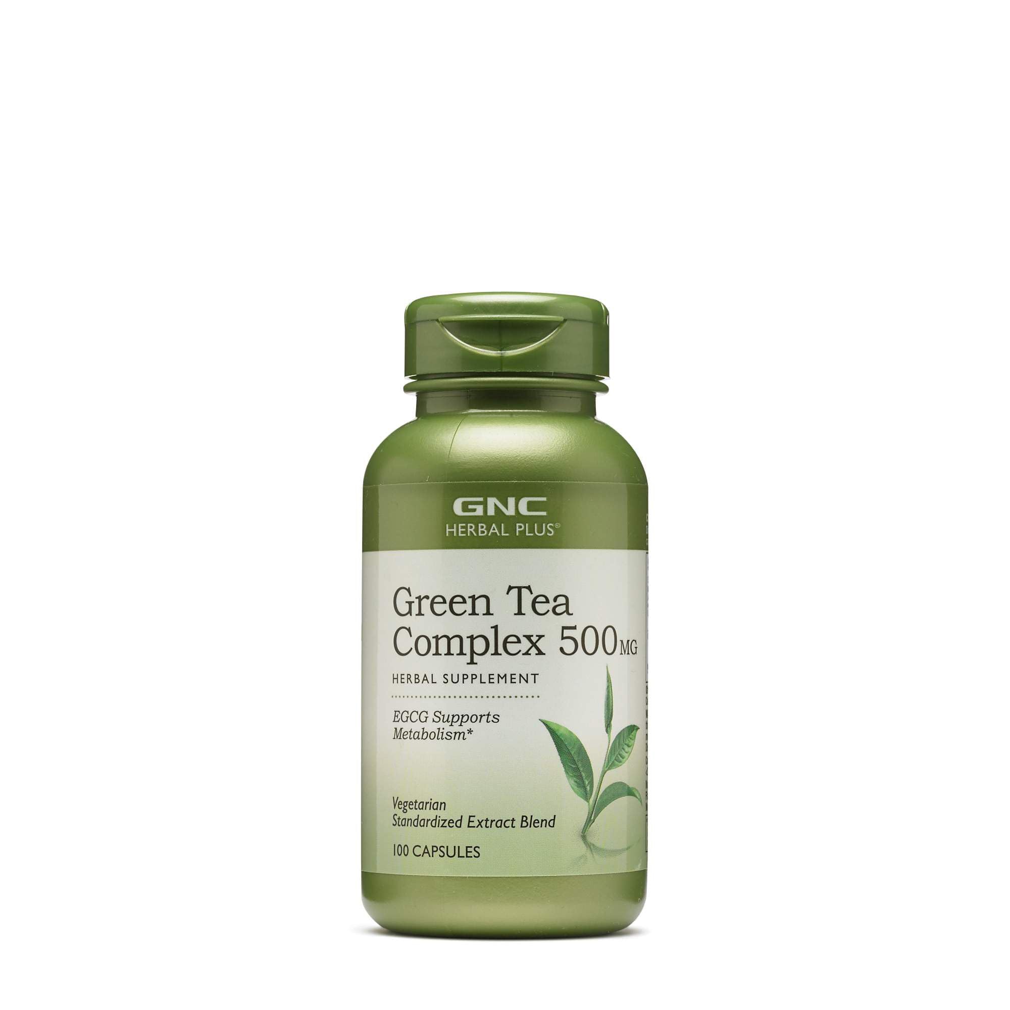 GNC Herbal Plus Thé Vert 500 mg en bouteille, soutien potentiel du métabolisme