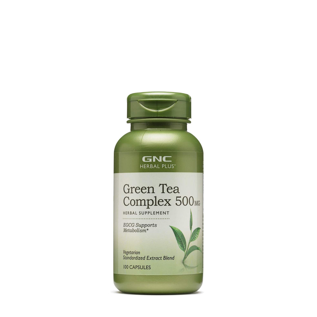 GNC Herbal Plus Thé Vert 500 mg en bouteille, soutien potentiel du métabolisme