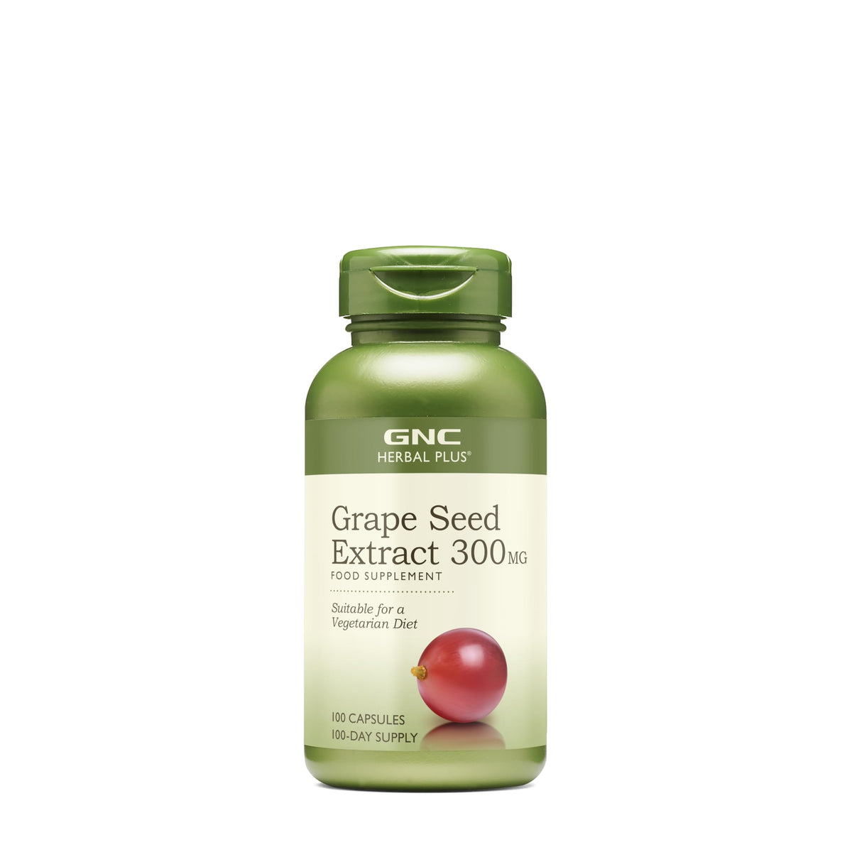 GNC Herbal Plus Extrait pépins raisin – bouteille affichant le produit, soutien antioxydant potentiel