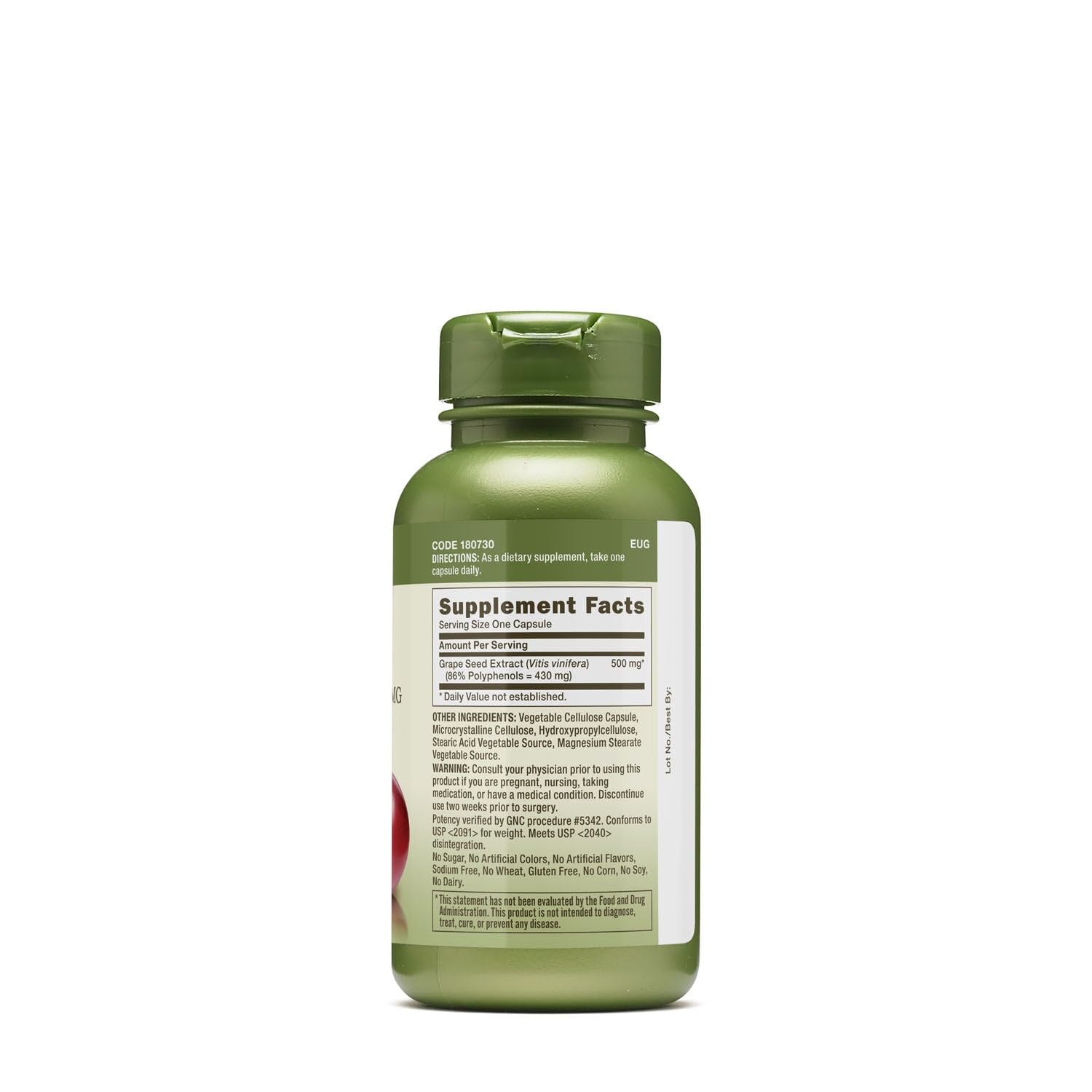GNC Herbal Plus Extrait raisin 500 mg - emballage clair et pratique